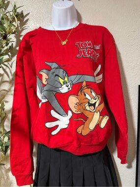Tom and Jerry Graphic Tee in Bright Red - XS